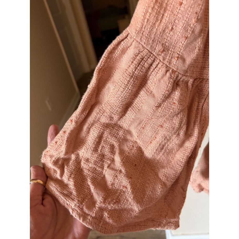 Altar'd State Boho Beaded Peasant Blouse Terracotta Bell Sleeve Top Small - Picture 4 of 6